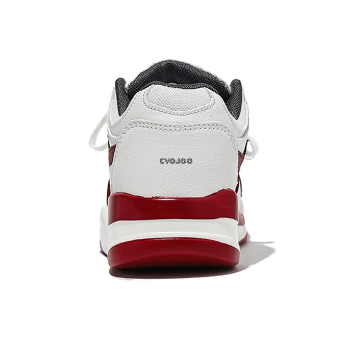 CVOJOO Puffy Shoes Lightweight Height Increasing Low Top Skateboard Shoes Unisex White Burgundy-4