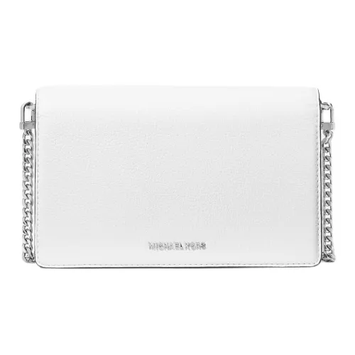 MICHAEL KORS Jet Set Litchi Grain Leather Shoulder Bag Crossbody Bag Medium Size Women's White