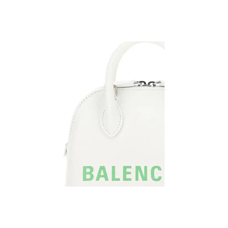 Balenciaga Ville Stamped Calfskin Dome Bag Shoulder Bag Crossbody Bag Handbag Women's White-4