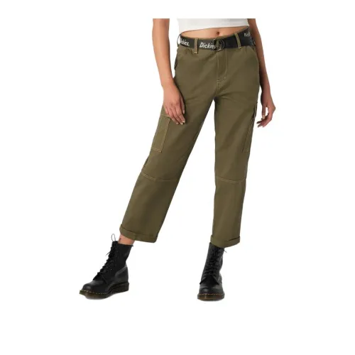 Dickies Relaxed Fit Contrast Stitch Cropped Cargo Pants Cargo Pants Women's Green