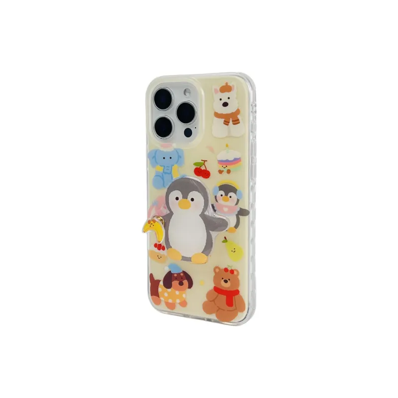 Wei Xin Acrylic Material Cake Fruit Penguin Stand Phone Cases Compatible With IPhone 16/15 Pro Max/Apple 13/14 Pro/Max-2