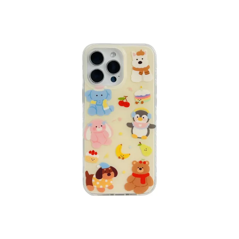 Wei Xin Acrylic Material Cake Fruit Penguin Stand Phone Cases Compatible With IPhone 16/15 Pro Max/Apple 13/14 Pro/Max-4