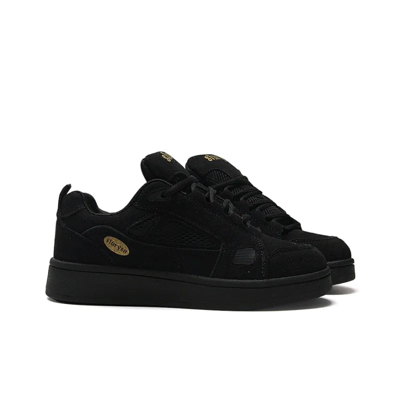 STUR YSN Wear resistant And Lightweight Low Top Skateboard Shoes Unisex Black Gold-3