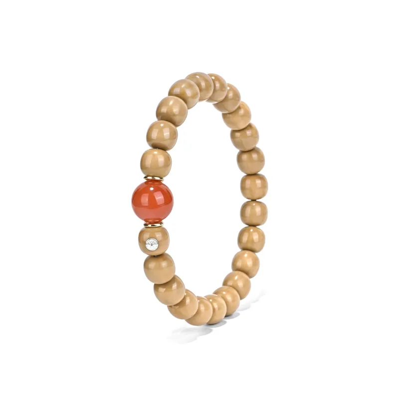 Yulan Wenwan Monkey Head Walnut Vintage Beaded Bracelet Unisex-0