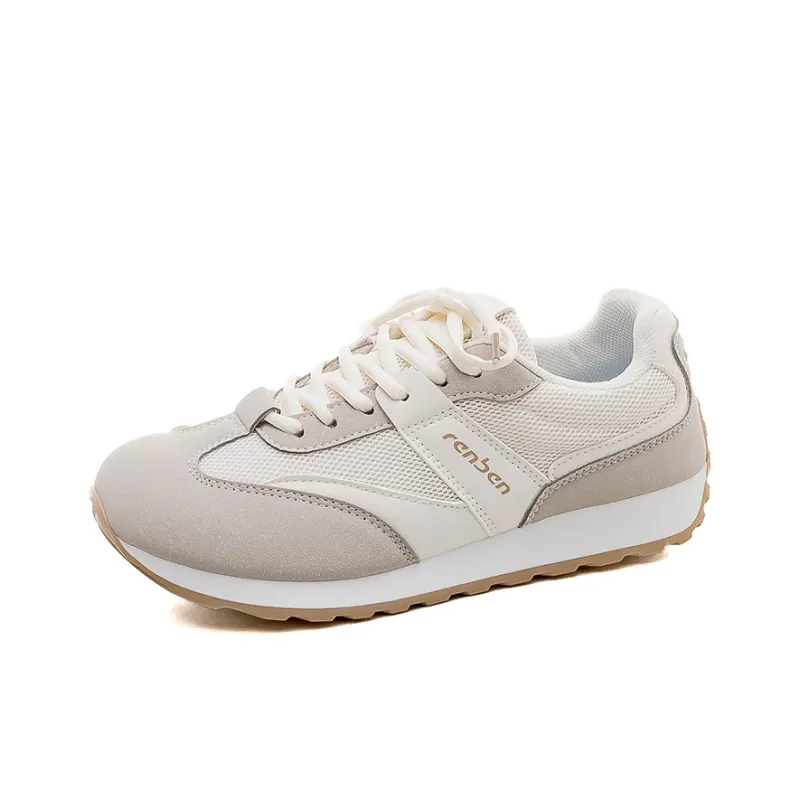 RENBEN Durable Breathable Lightweight Low-Top Casual Shoes Women's Beige-2