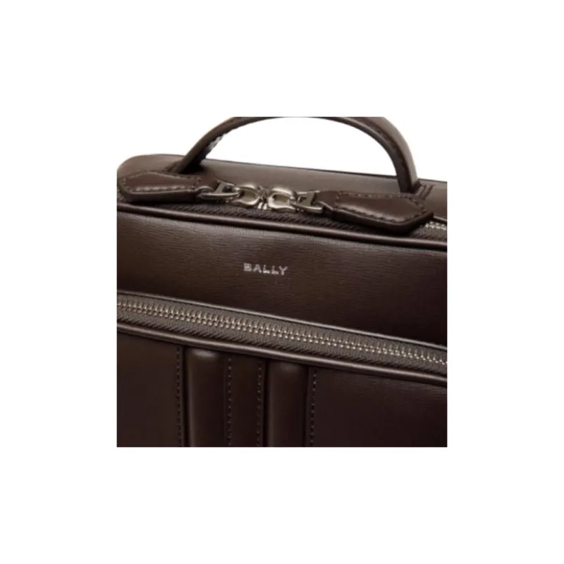 BALLY Cow Leather Crossbody Handbags Men's Ebony-4