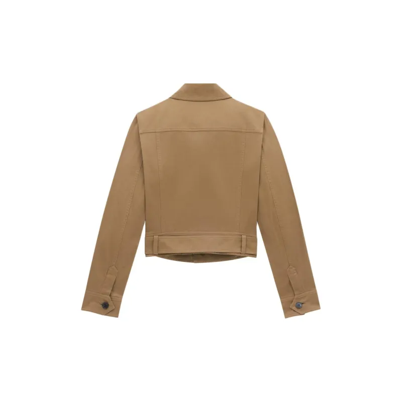 SAINT LAURENT Cropped Belted Jacket 'Chatain'-1