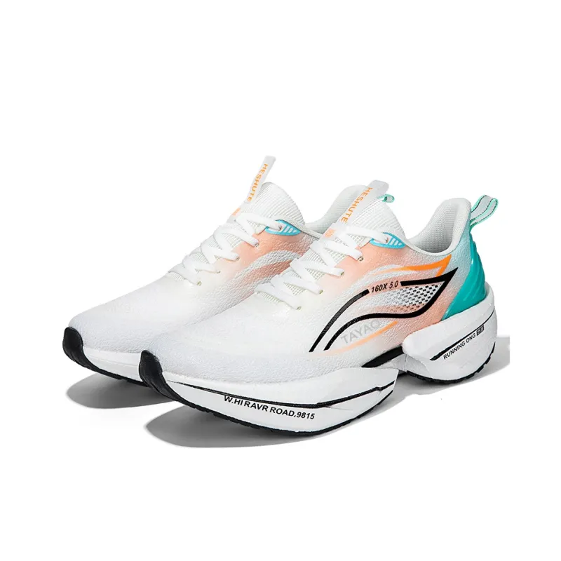 TAYAO Anti Slip And Wear Resistant Breathable Low Top Casual Running Shoes Unisex White Orange-2