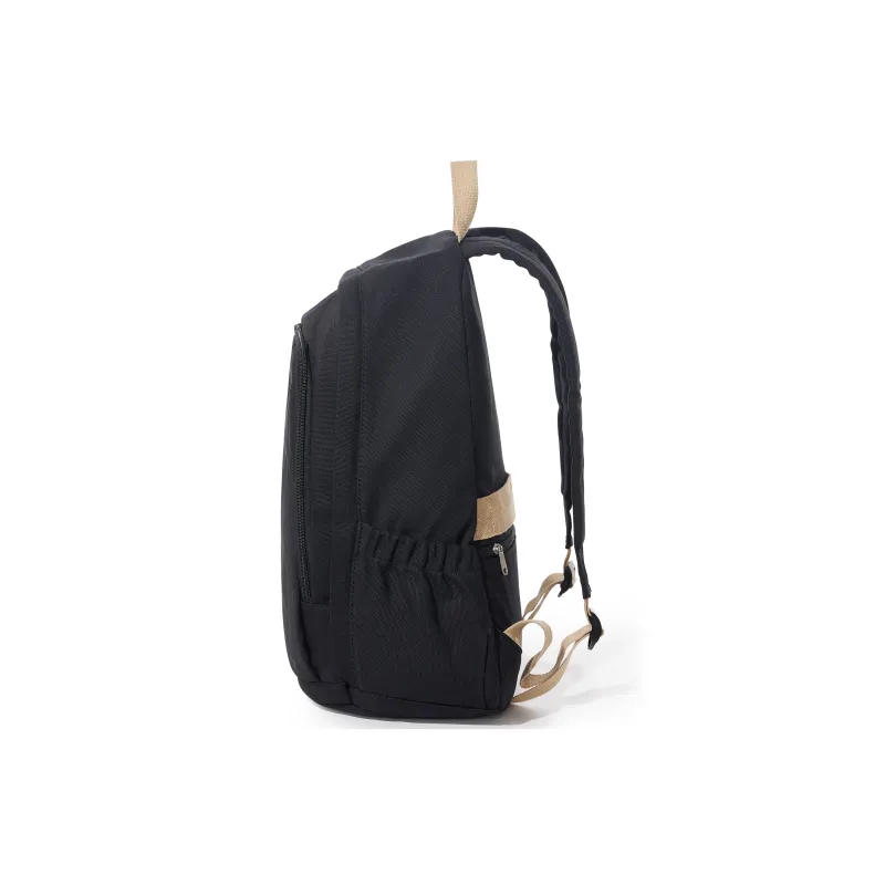 COOWOZ Canvas Backpack Unisex Black/Ecru-3