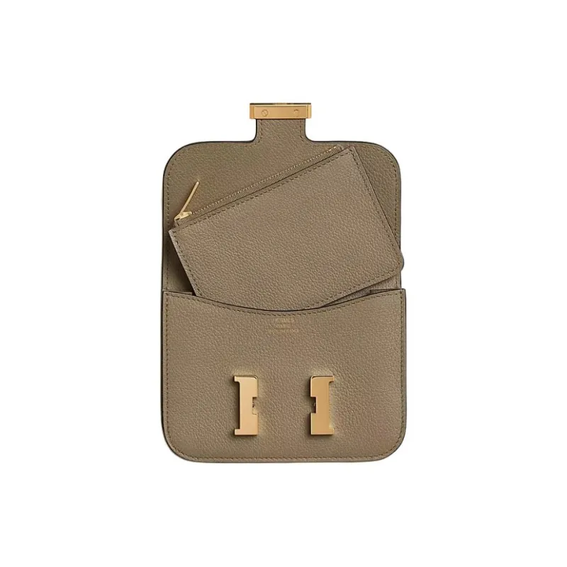 HERMES Constance Slim Evercolor Calfskin Wallets Card Holders Fanny Pack Women's Beige Malva-1
