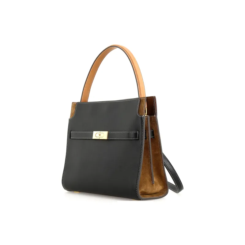 TORY BURCH Lee Radziwill Cow Leather Shoulder Bag, Crossbody Bag, Handbag Trumpets Women's Black-1