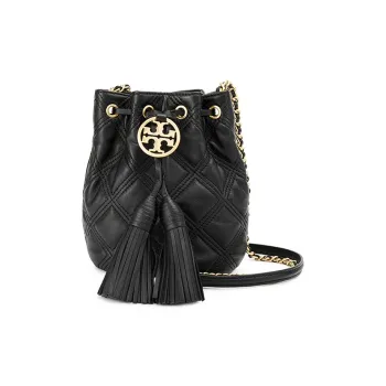 TORY BURCH Fleming Sheepskin Bucket Bags Crossbody Bag Shoulder Bag Mini Women's Black
