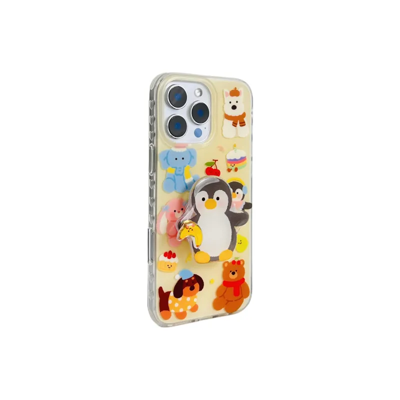 Wei Xin Acrylic Material Cake Fruit Penguin Stand Phone Cases Compatible With IPhone 16/15 Pro Max/Apple 13/14 Pro/Max-1