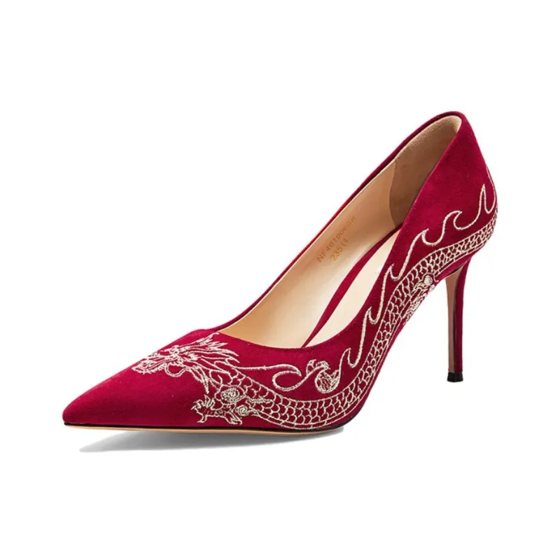 NINE WEST Slim Heel High Heels 8.5cm Women's Red-1
