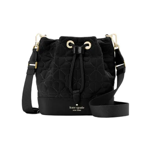 Kate Spade Flower Fabric Bucket Bag, Shoulder Bag, Crossbody Bag Mini Women's Black
