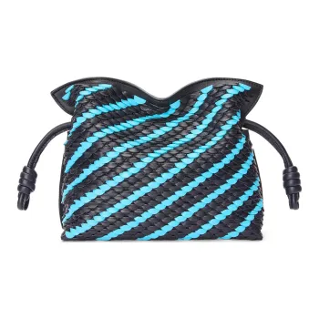 LOEWE Flamenco Sheepskin Clutch Mini Women's Black & Blue