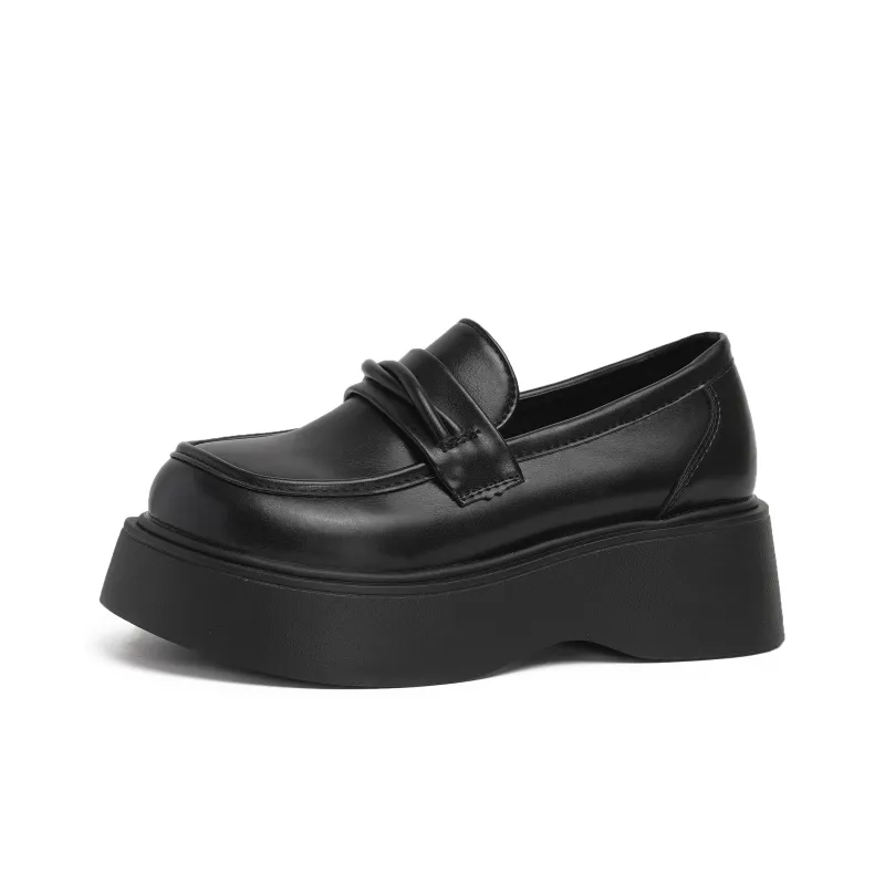 SHUXI Loafers Women's Black Glossy/Brown/Black-15