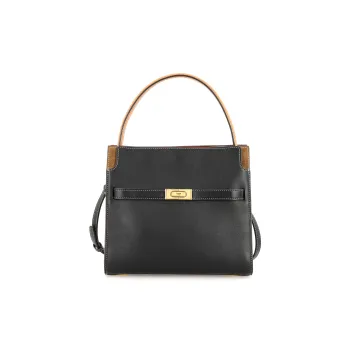 TORY BURCH Lee Radziwill Cow Leather Shoulder Bag, Crossbody Bag, Handbag Trumpets Women's Black