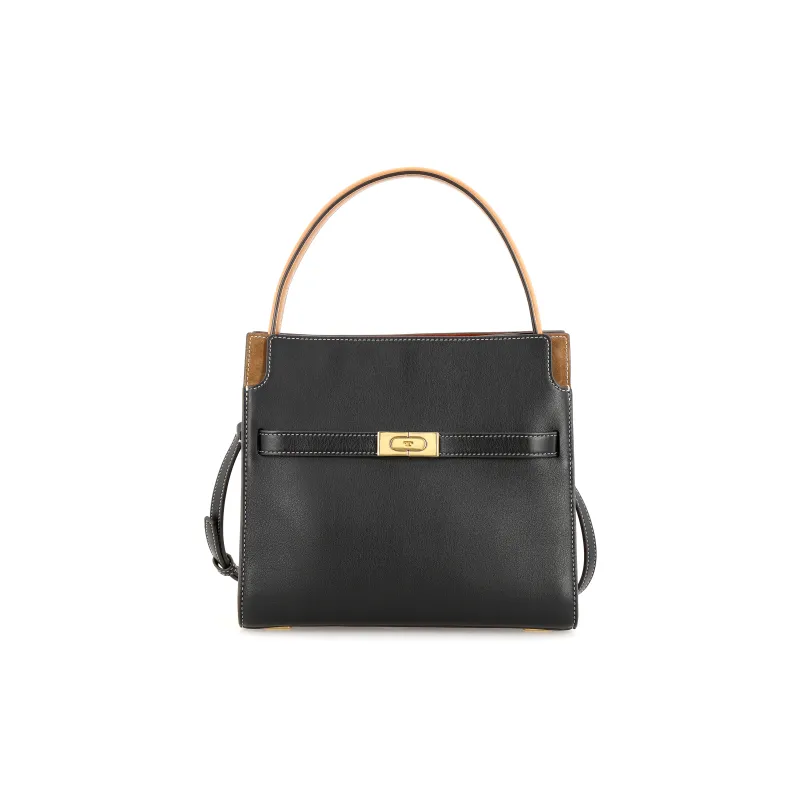TORY BURCH Lee Radziwill Cow Leather Shoulder Bag, Crossbody Bag, Handbag Trumpets Women's Black-0