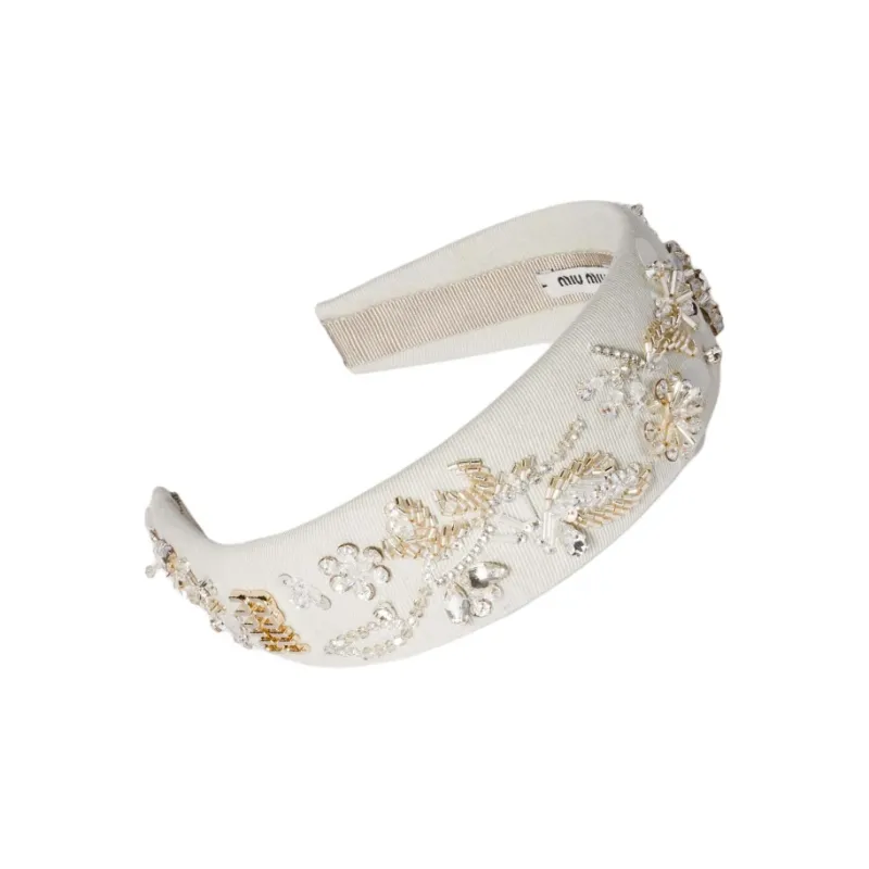 MIU MIU Cotton Headbands Unisex Chalk-2