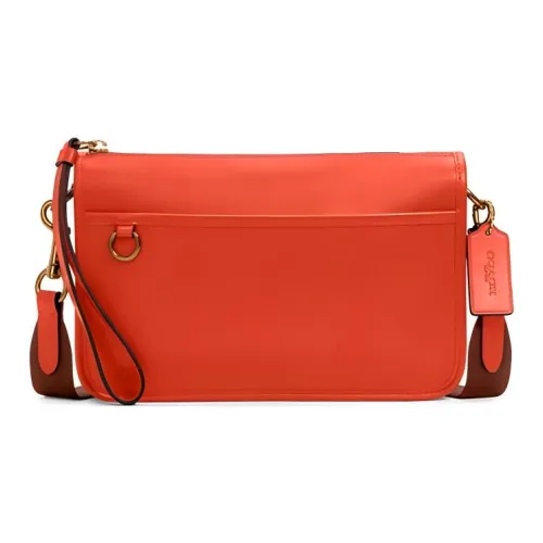 COACH Heritage Cow Leather Shoulder Bag, Crossbody bag nannacay Medium Size Unisex Mango Orange