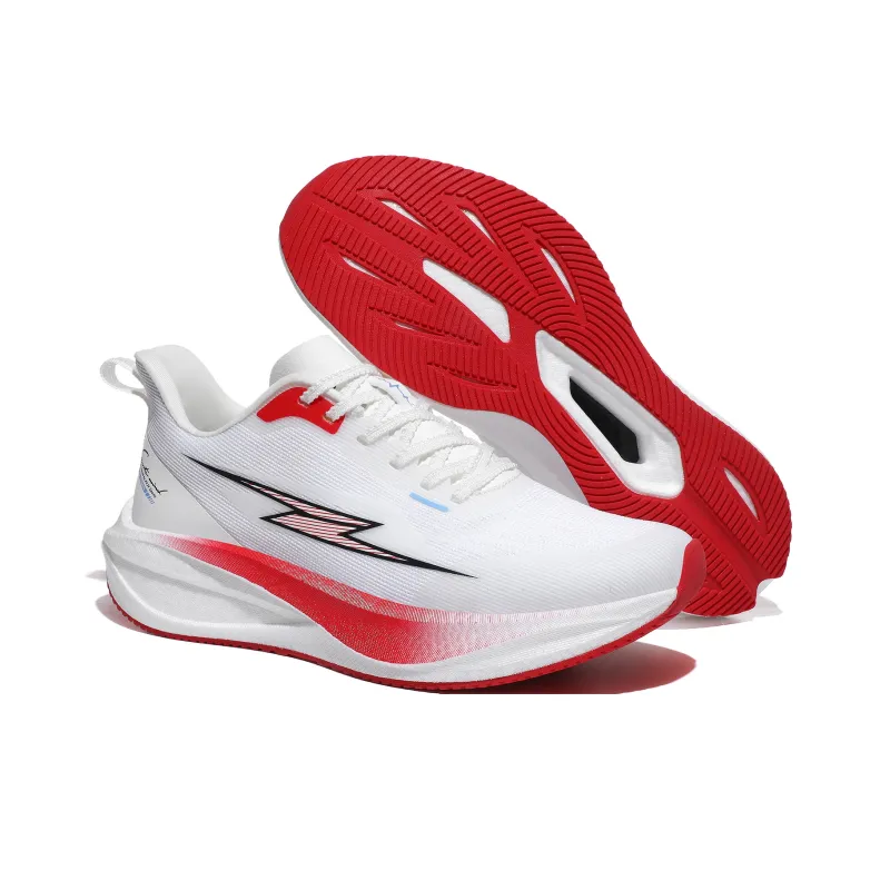 AVJV Cushioning Breathable Support Low-Top Carbon Plate Training Running Shoes Unisex White Red-5