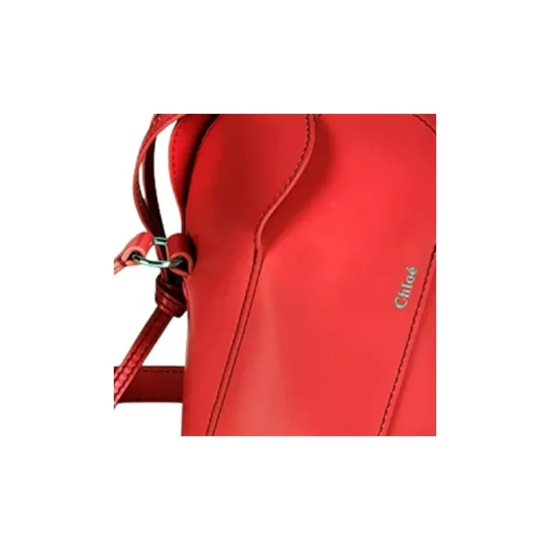 Chloe Leather Bucket Bags Shoulder Bag Crossbody Bag Women's Red-4