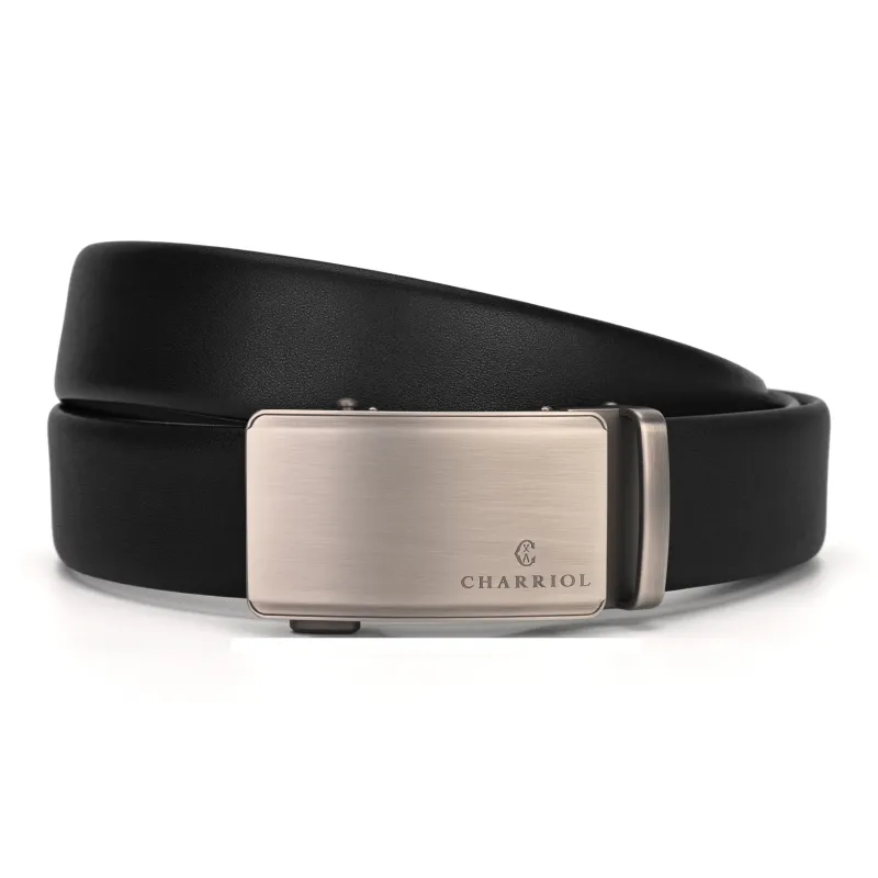CHARRIOL Cow Leather Leather Belts Men's Black 3.5cm-2