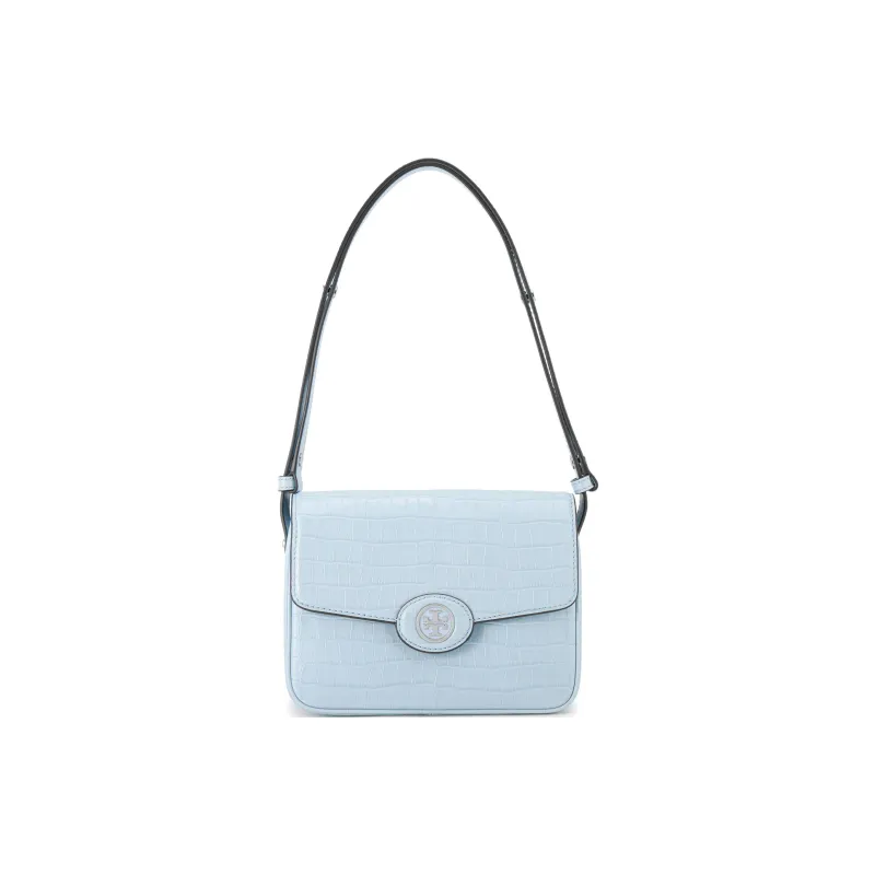 TORY BURCH Robinson Crocodile Pattern Embossed Leather Portable Crossbody Bag Shoulder Bag Regular Women's Dusty Blue-0