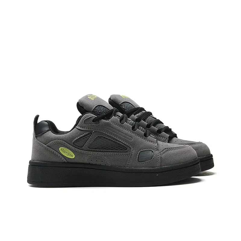 STUR YSN Wear resistant And Lightweight Low Top Skateboard Shoes Women's Dark Gray Neon Green-3