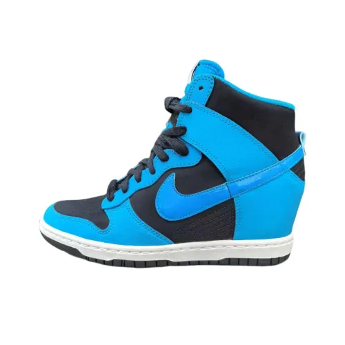 Nike Anti Slip Wear Resistant High Top Skateboard Shoes Women's Blue