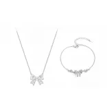 Bowknot Sparkling Rhinestone Clothing Sets[Necklace+Bracelet]