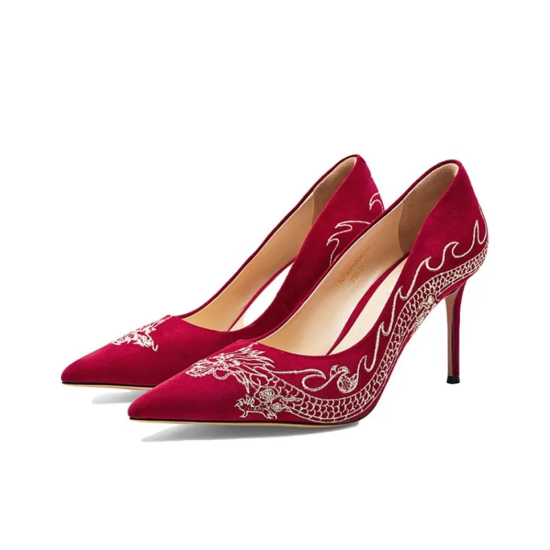 NINE WEST Slim Heel High Heels 8.5cm Women's Red-2