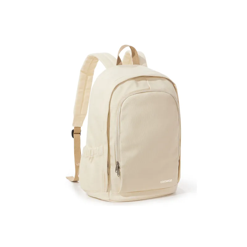 COOWOZ Canvas Backpack Unisex Black/Ecru-9