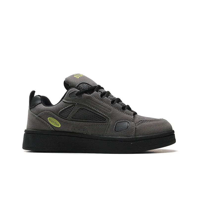 STUR YSN Wear resistant And Lightweight Low Top Skateboard Shoes Women's Dark Gray Neon Green-2
