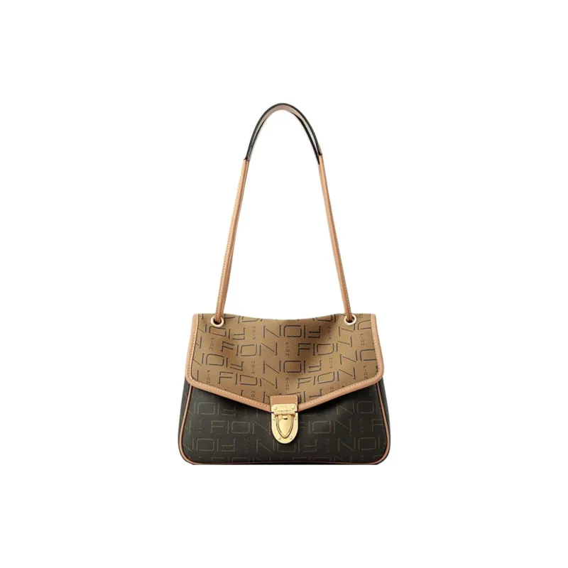 FION PVC Shoulder Bag Crossbody Bag For Women's Women's Coffee And Caramel-0