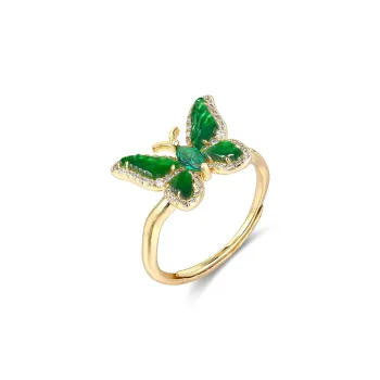 Cuiya Golden Building Ice Type Jadeite Rings Women's