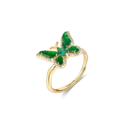 Cuiya Golden Building Ice Type Jadeite Rings Women's