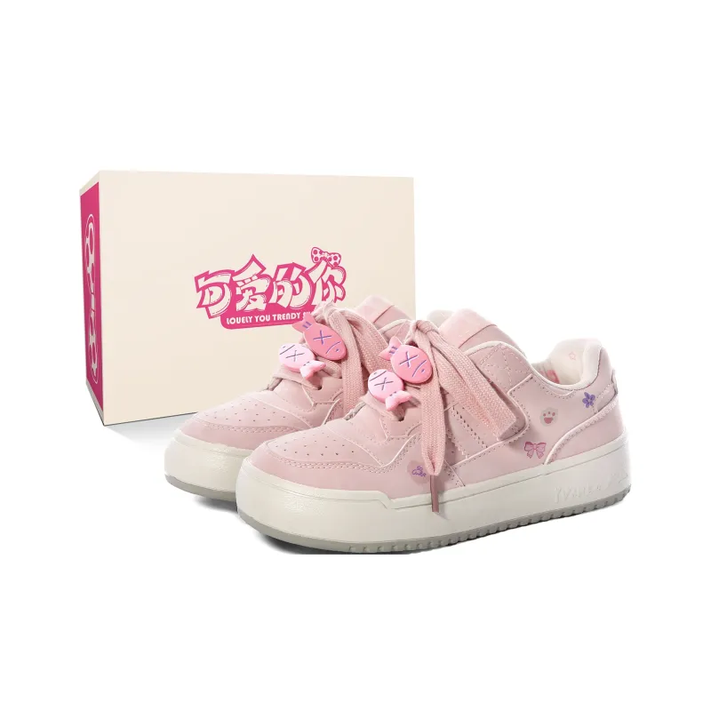 Lovely You Lightweight And Breathable Low Top Skateboard Shoes Women's Pink-12