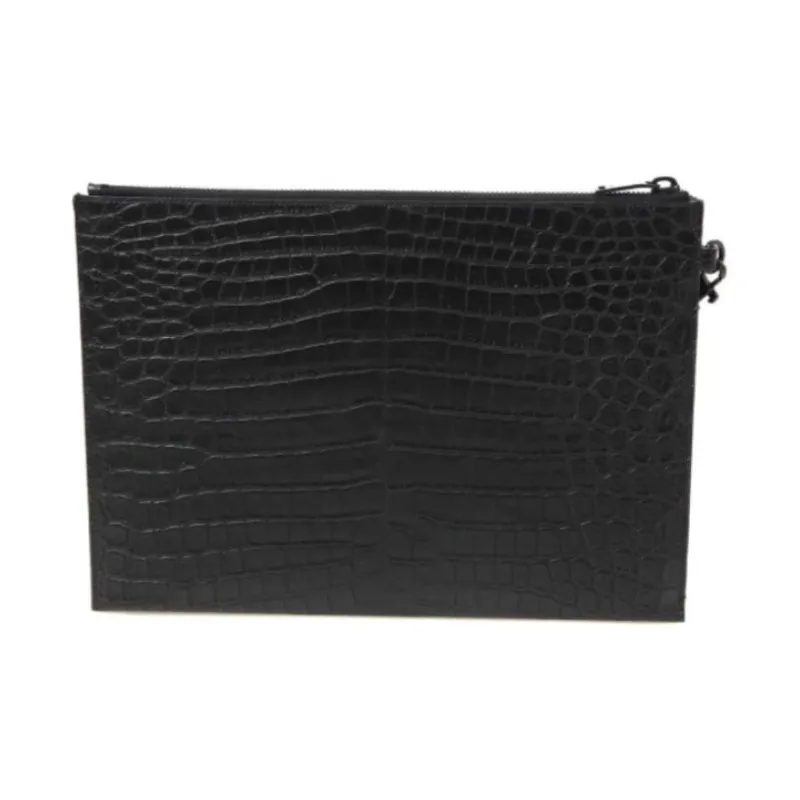 SAINT LAURENT PARIS Grained Leather Handbags Clutches Mini Unisex Black-4