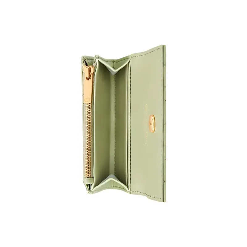 DIOR Caro Soft Calfskin Wallet Extra Small Women's Green-3