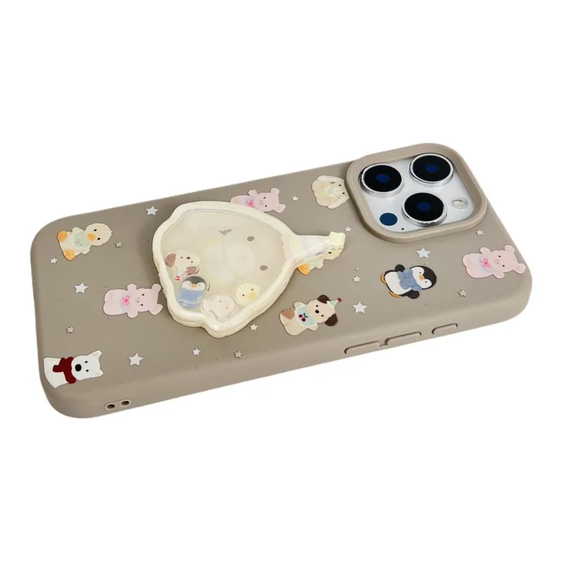 Wei Xin TPU Material Penguin Rabbit Rocking Plush Phone Cases Compatible With IPhone 16/15 Pro Max/Apple 13/14 Pro/Max-7