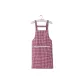 Straps Plaid Apron Maroon