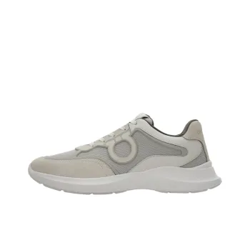 FERRAGAMO GANCINI Low Top Casual Shoes Men's Gray White