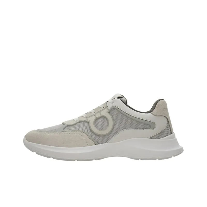 FERRAGAMO GANCINI Low Top Casual Shoes Men's Gray White-0
