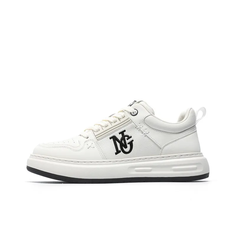 NAVIGARE Small Sailboat Height Increasing Low Top Skateboard Shoes Men's White-0
