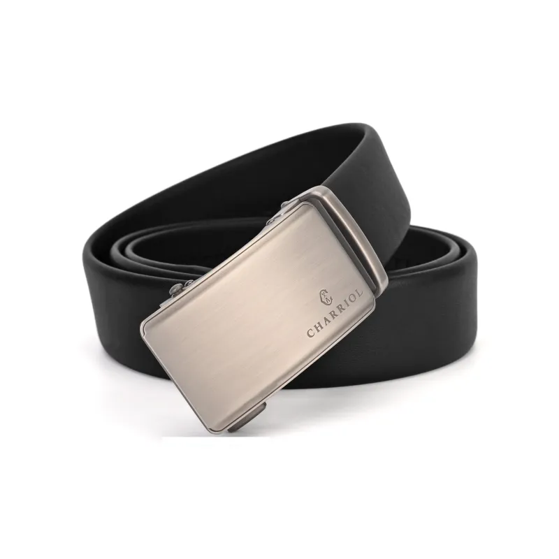 CHARRIOL Cow Leather Leather Belts Men's Black 3.5cm-1