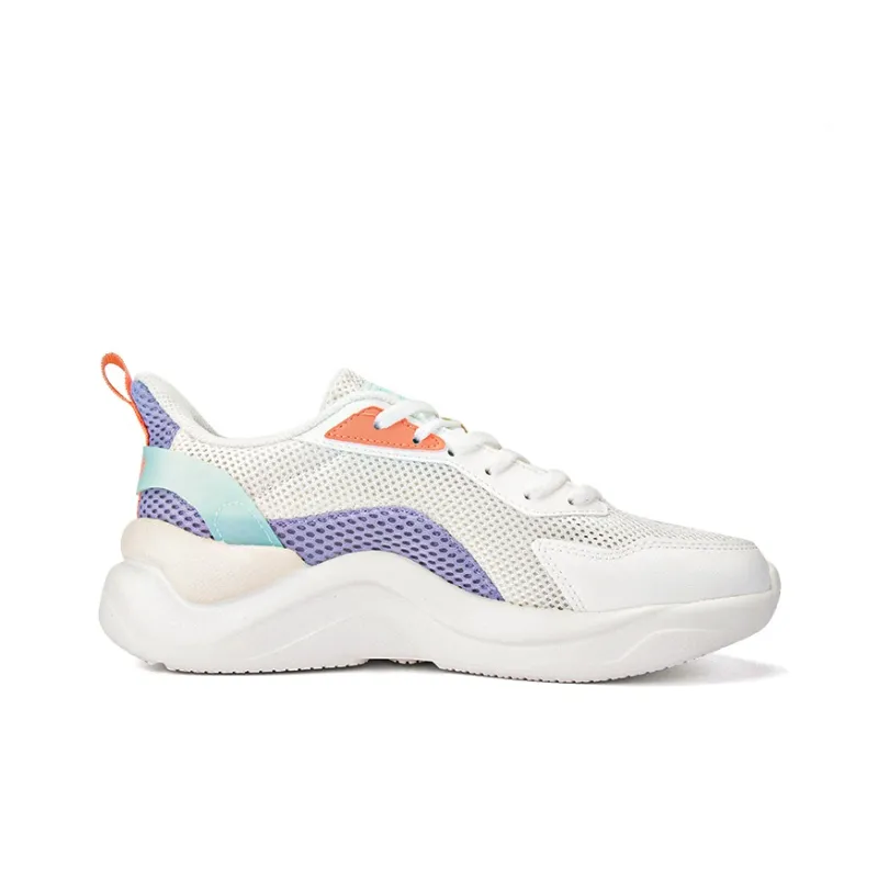361° Cushioning Wear Resistant Low Top Casual Shoes Women's White Purple Gray-1