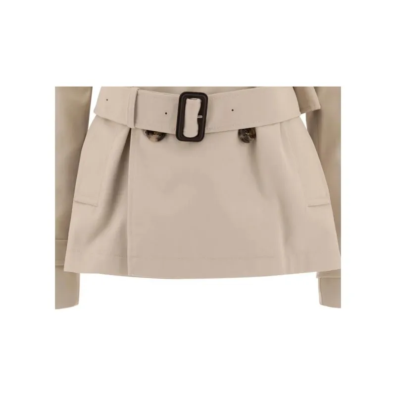 Burberry Double Breasted Belted Short Coat-5