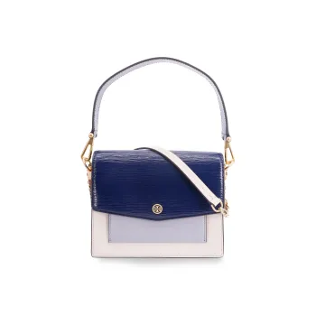 TORY BURCH Robinson Cow Leather Shoulder Bag Crossbody Bag Handbag Medium Size Women's Marine Blue Multicolor